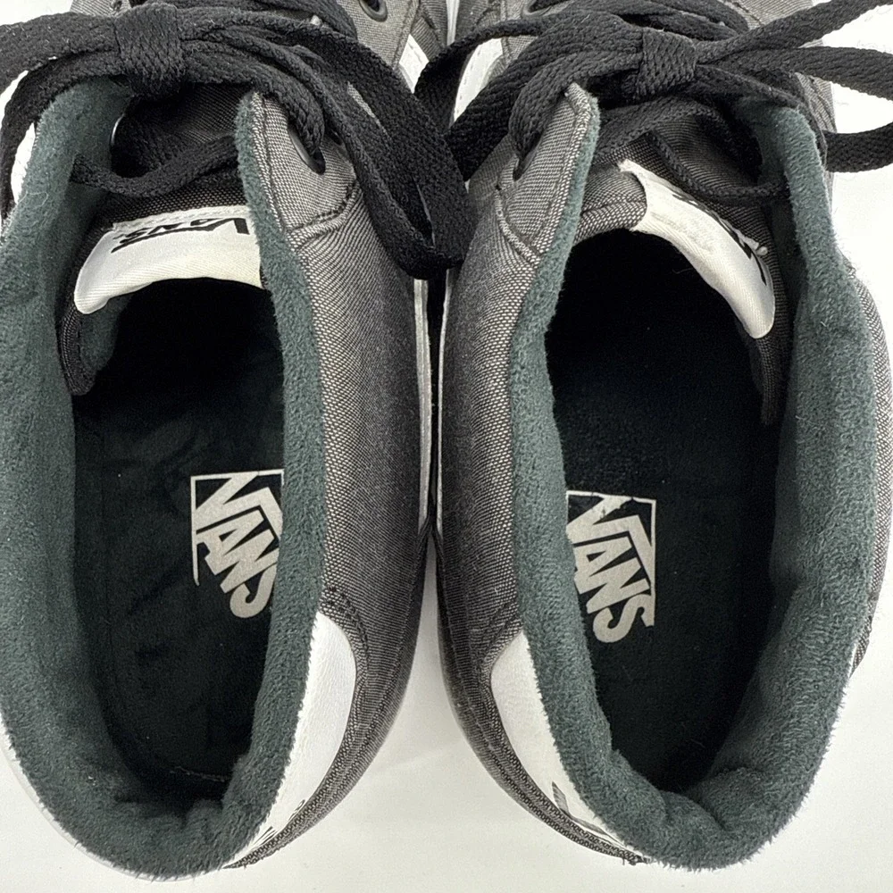 VANS Men's 12 Gray Black Canvas High Top Skateboard Shoes